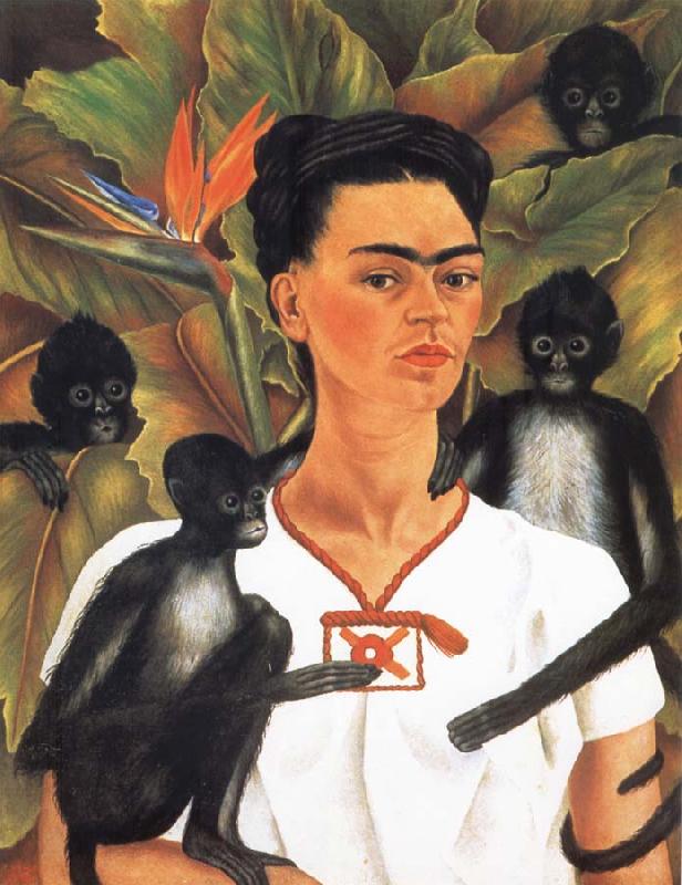 Frida Kahlo Self-Portrait with Monkeys